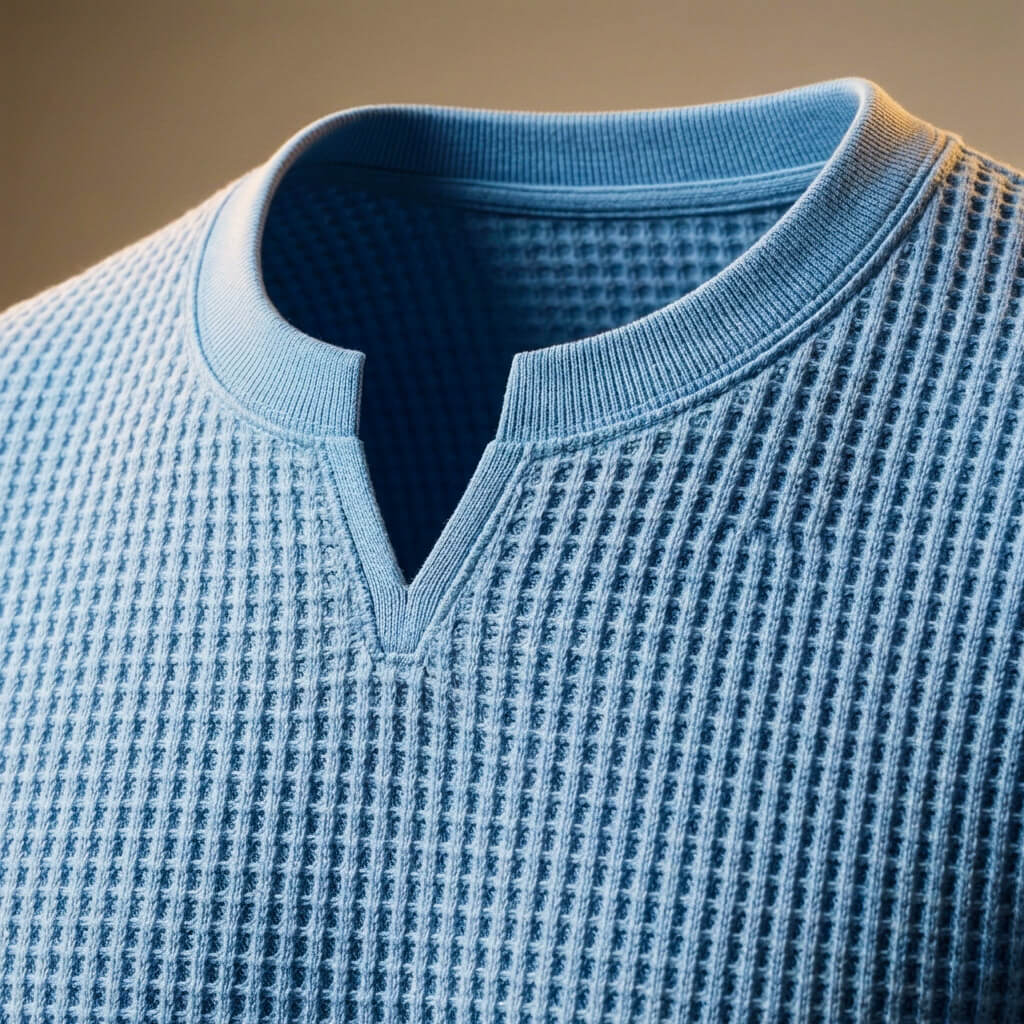 Men's Waffle Knit Shirt with V-Neck for Everyday Wear