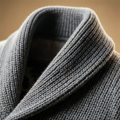 Men's Knit Wool Cardigan with Shawl Collar for Winter