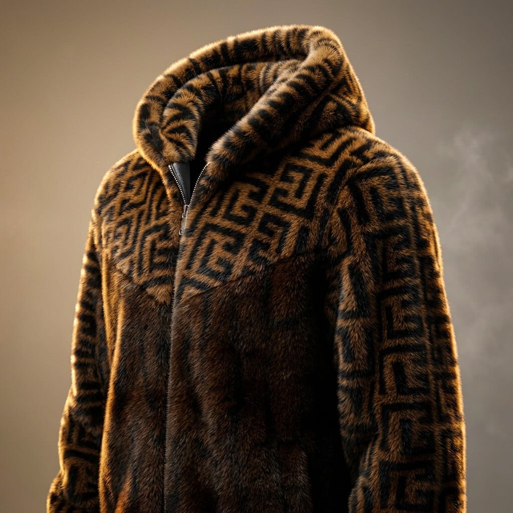Men's Hooded Fur Jacket for Winter Nights and Cold Days