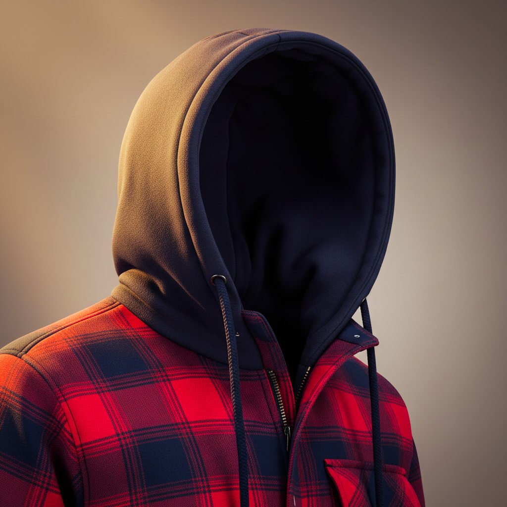 Men's Hooded Plaid Jacket with Quilted Lining for Winter