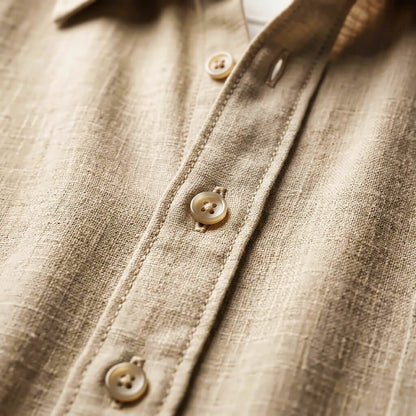 Men's Cotton Linen Shirt with Breathable Texture for Summer