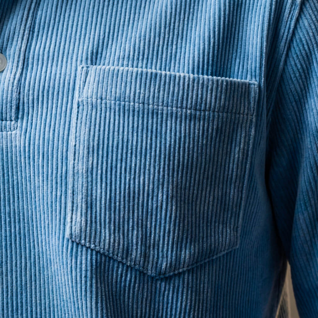 Men's Corduroy Polo with Chest Pocket for Casual Wear