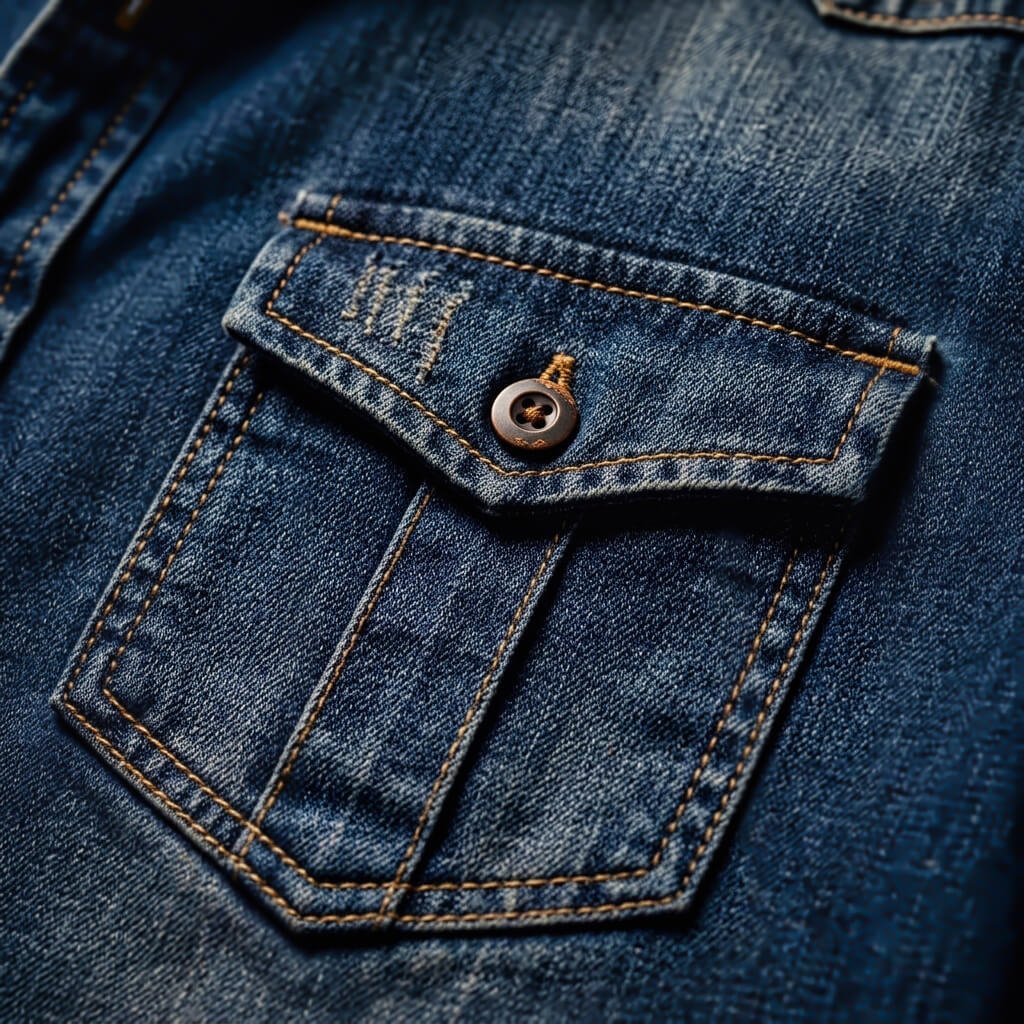 Men's Casual Denim Shirt with Organic Cotton for Office