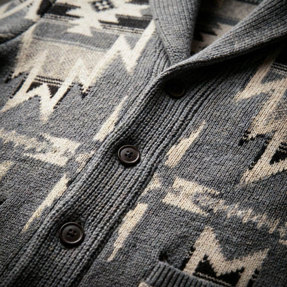Men's Knit Wool Cardigan with Shawl Collar for Winter