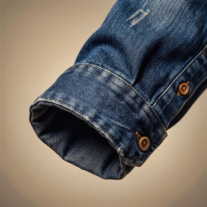Men's Casual Denim Shirt with Organic Cotton for Office