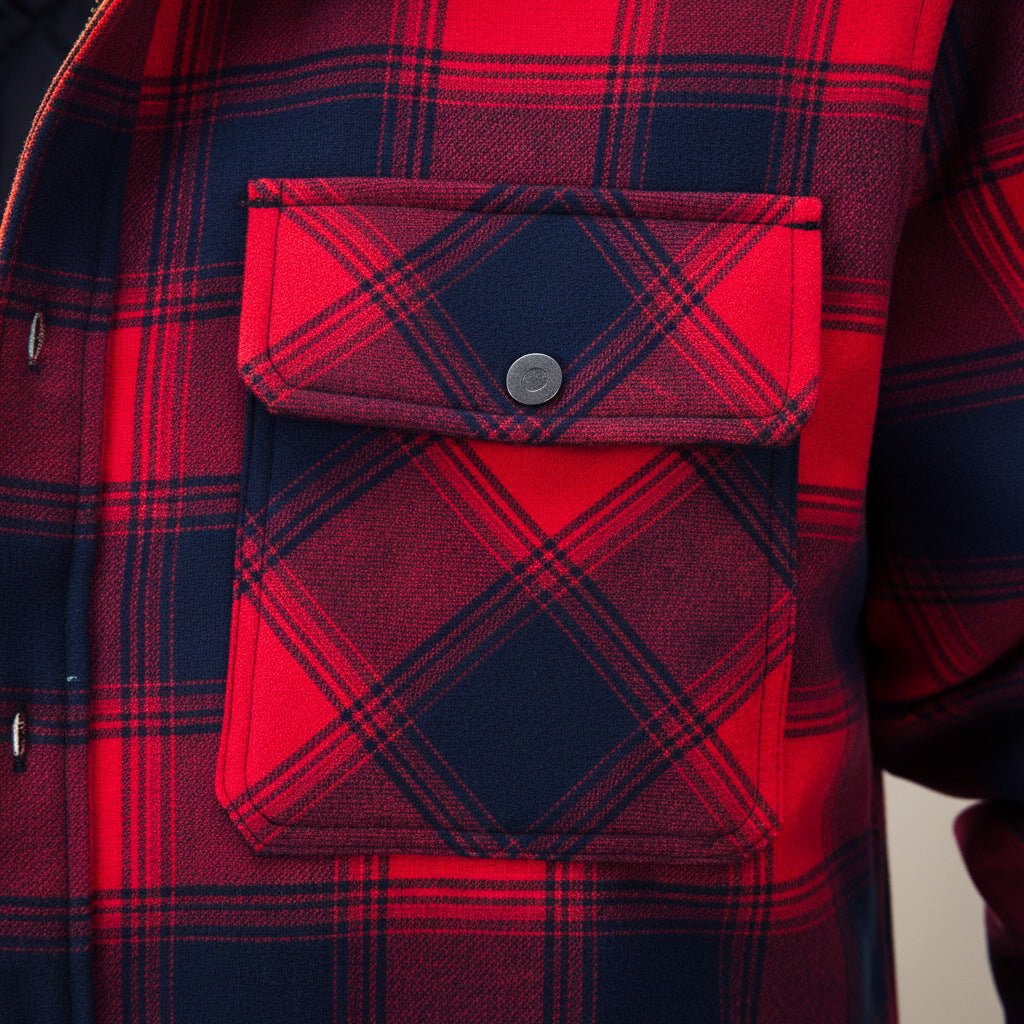 Men's Hooded Plaid Jacket with Quilted Lining for Winter