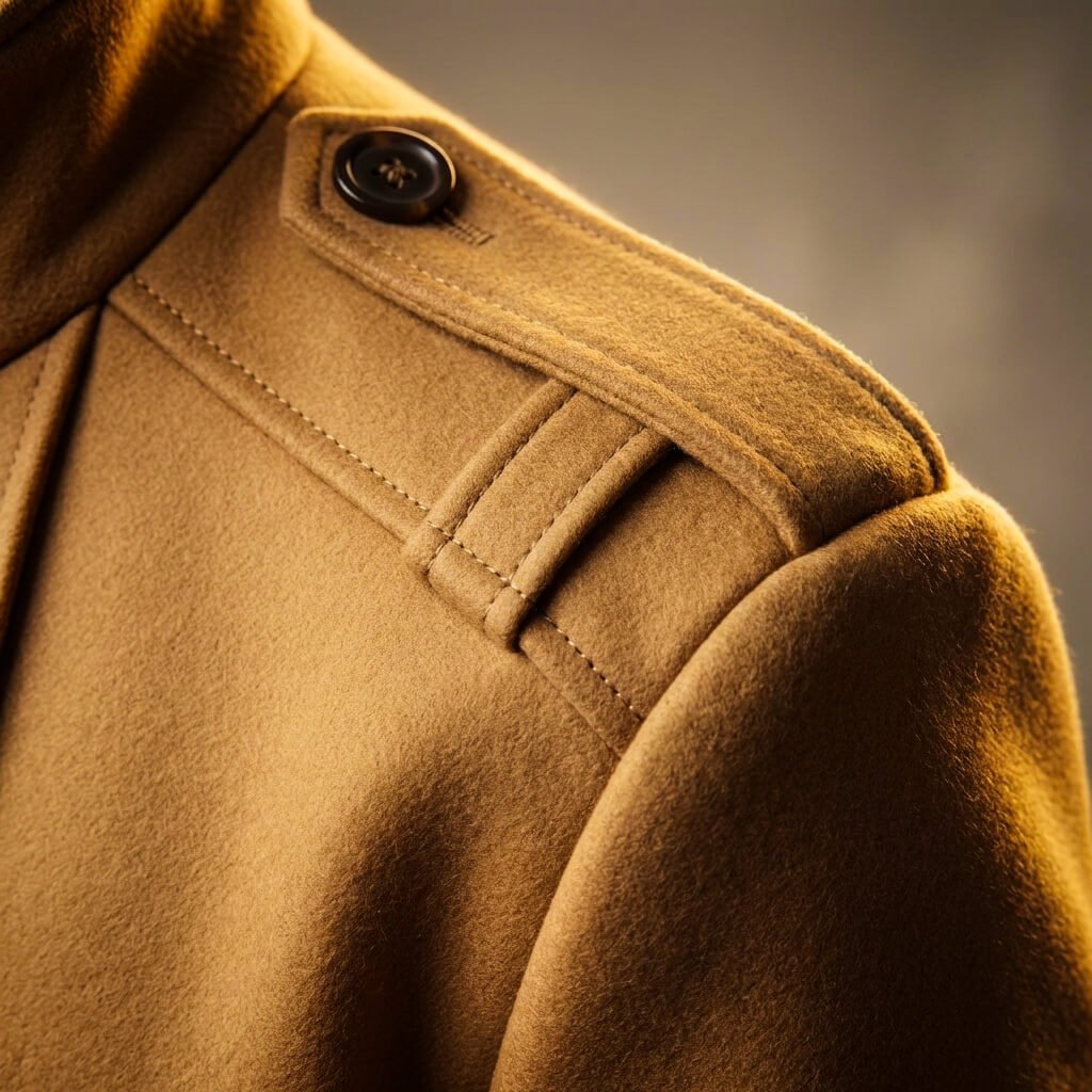 Men's Virgin Wool Coat with Stand Collar for Smart Workwear