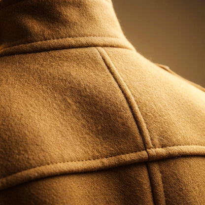 Men's Virgin Wool Coat with Stand Collar for Smart Workwear