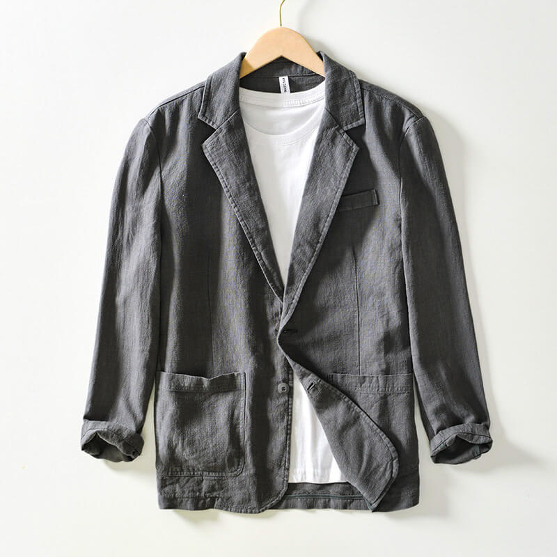 Men's Linen Blazer with Notched Lapels for Summer Events