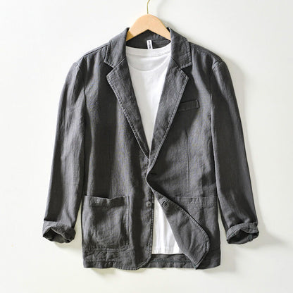 Men's Linen Blazer with Notched Lapels for Summer Events