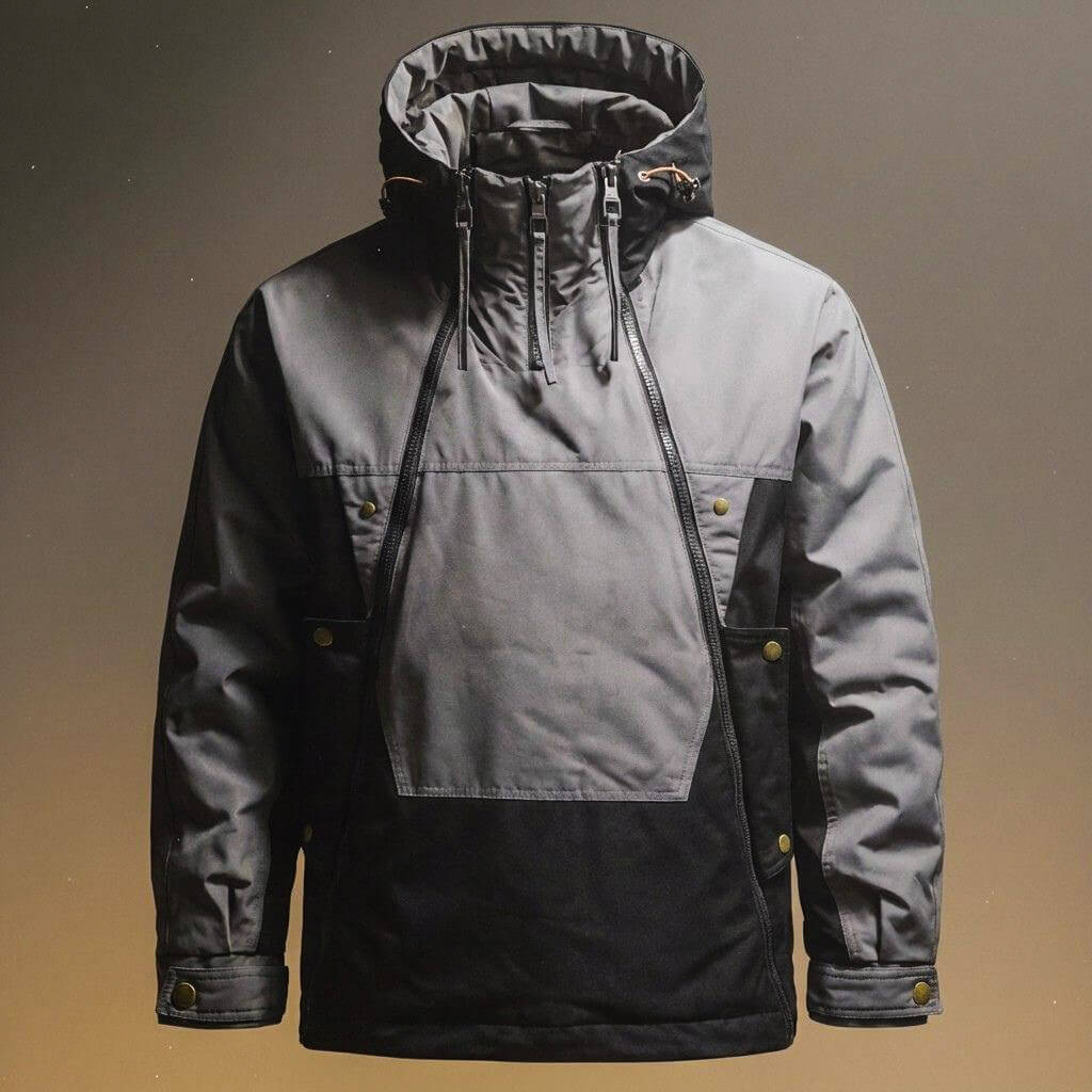 Men's Hooded Jacket with Asymmetric Zip for City Life