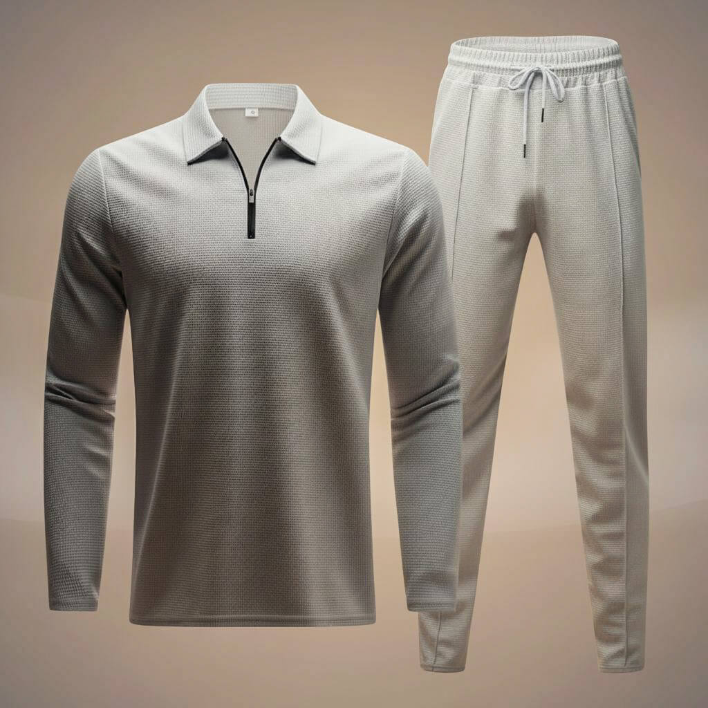 Men's Waffle-Knit Athleisure Set with Soft Hand for Home
