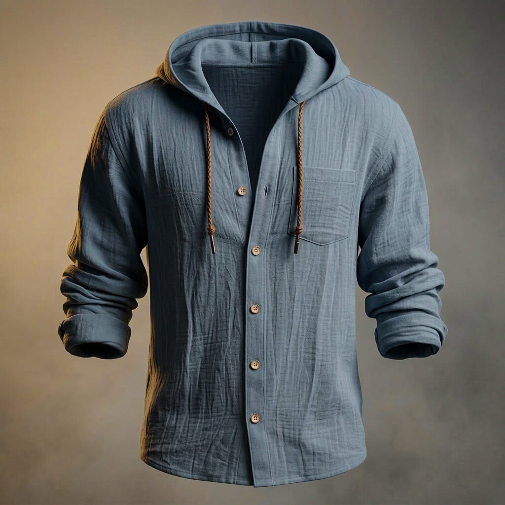 Men's Cotton-Linen Hooded Jacket for Spring Days Outdoors