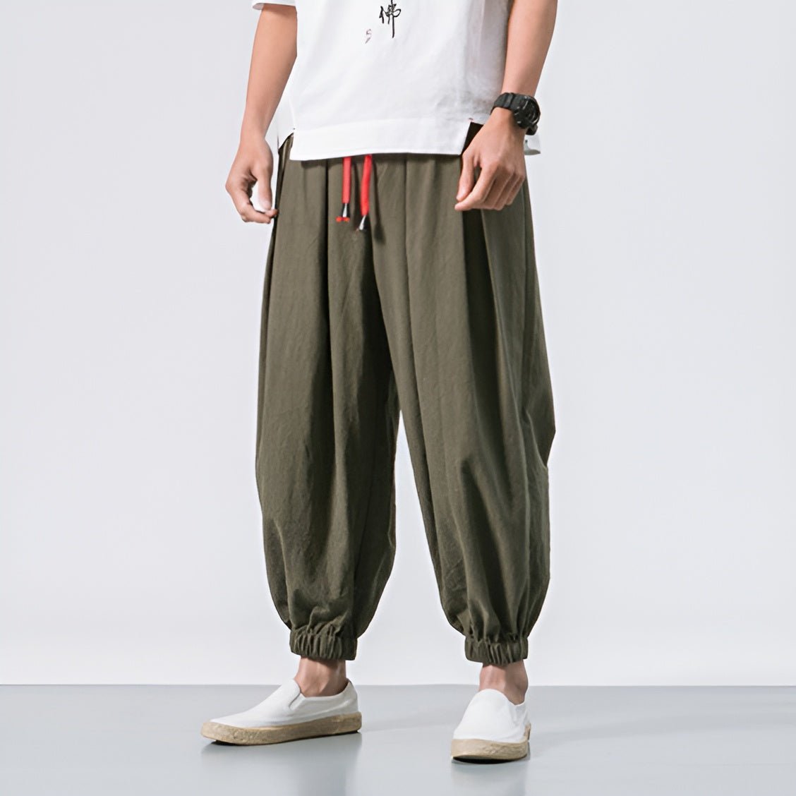 Men's Casual Harem Pants with Elastic Waist for City Wear