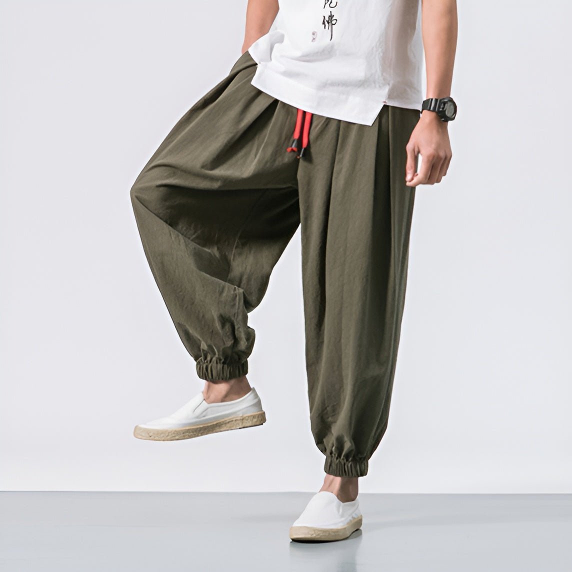 Men's Casual Harem Pants with Elastic Waist for City Wear