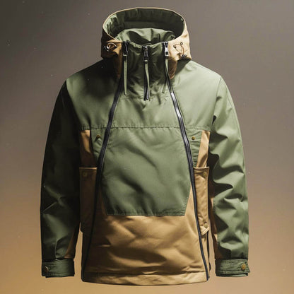 Men's Hooded Jacket with Asymmetric Zip for City Life