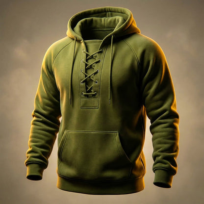 Men's Hoodie with Unique Lace-up Front for Everyday Wear