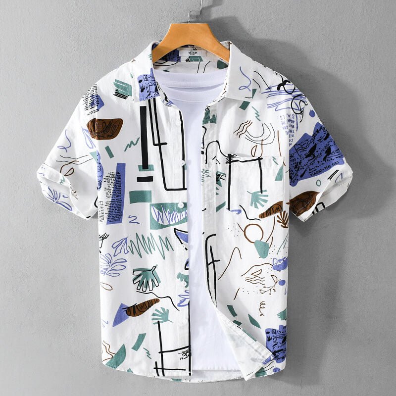 Men's Abstract Cotton Shirt with breathable blend for casual