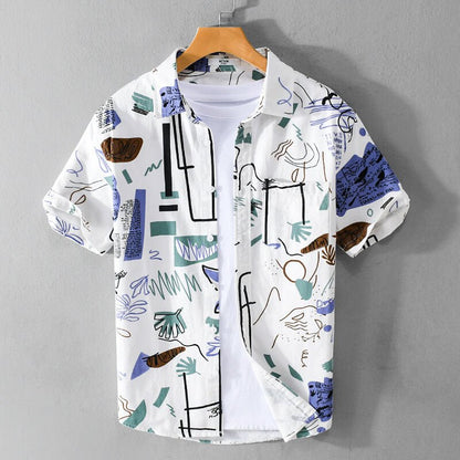 Men's Abstract Cotton Shirt with breathable blend for casual