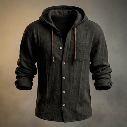 Men's Cotton-Linen Hooded Jacket for Spring Days Outdoors