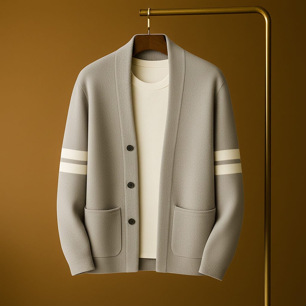 Men's Classic Cardigan with Bengal Stripes for Smart-Casual