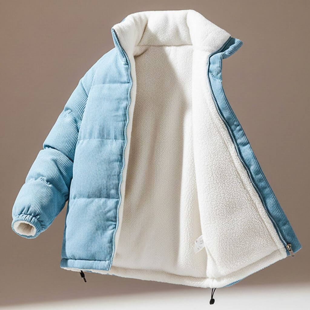 Men's Corduroy Jacket with Rib Texture for Cold Weather - Casual Puffer Jacket