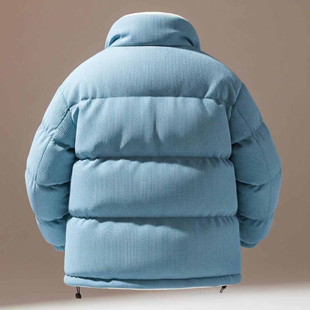 Men's Corduroy Jacket with Rib Texture for Cold Weather - Casual Puffer Jacket