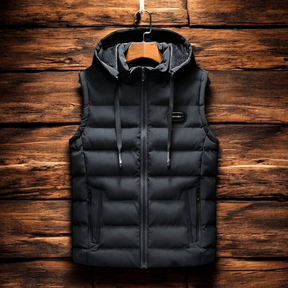 Men's Hooded Vest with Insulation for Autumn Layering - puffer vest