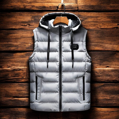 Men's Hooded Vest with Insulation for Autumn Layering - puffer vest