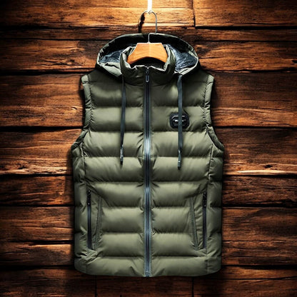 Men's Hooded Vest with Insulation for Autumn Layering - puffer vest