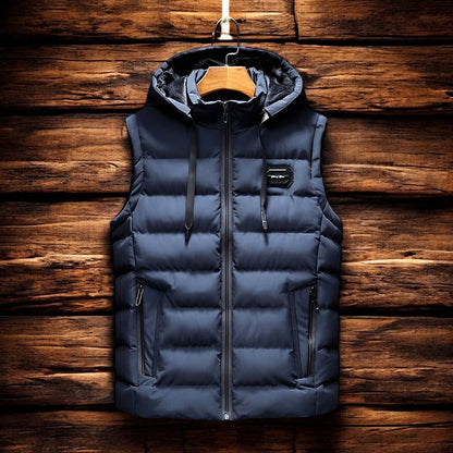 Men's Hooded Vest with Insulation for Autumn Layering - puffer vest