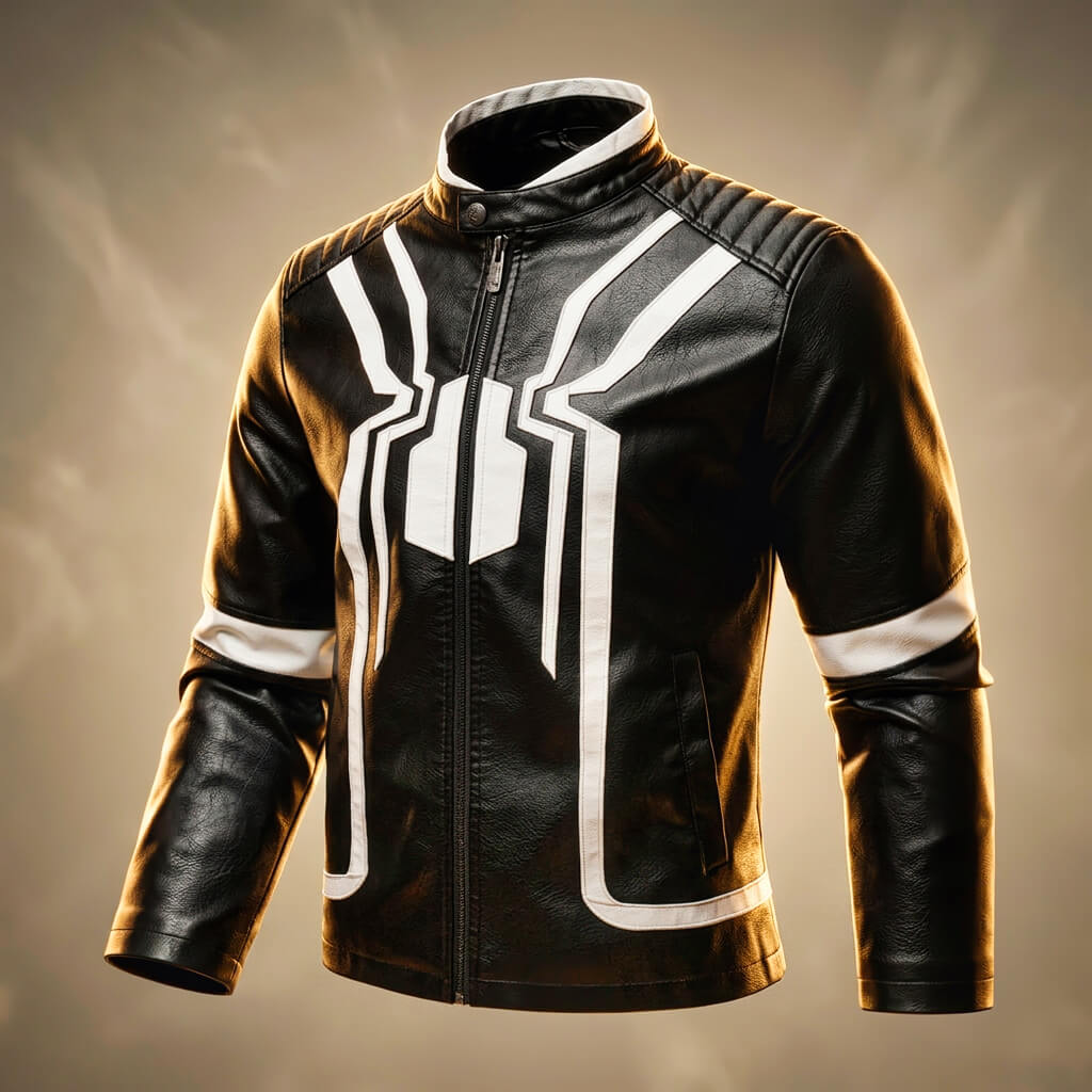 Men's Leather Jacket with spider-paneling for Evening Out - lather jacket