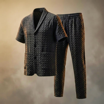 Men's Lounge Set with Shawl Collar for Weekends At Home - lounge set