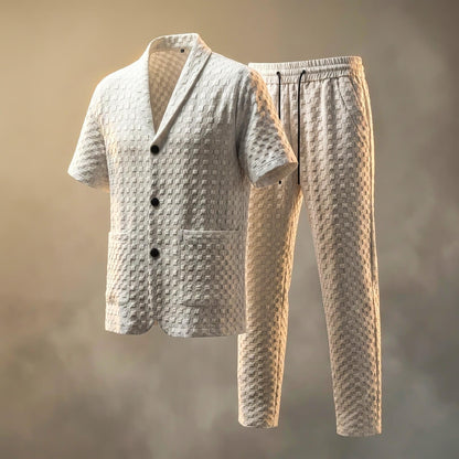 Men's Lounge Set with Shawl Collar for Weekends At Home - lounge set