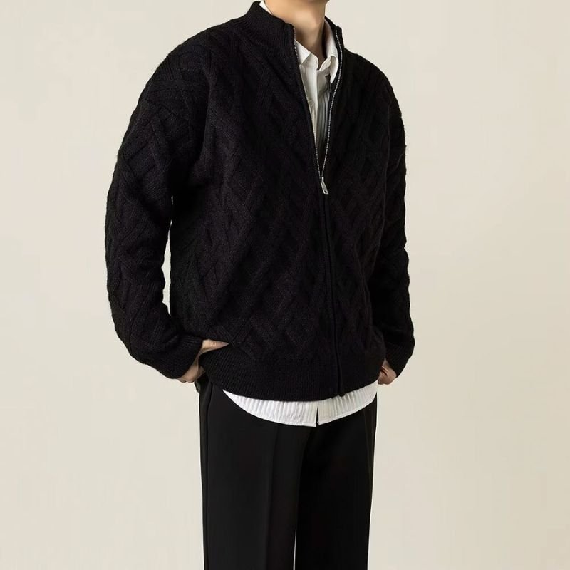 Men's Premium Angora Jacket with Diamond Knit for Cold Days - kinit sweater