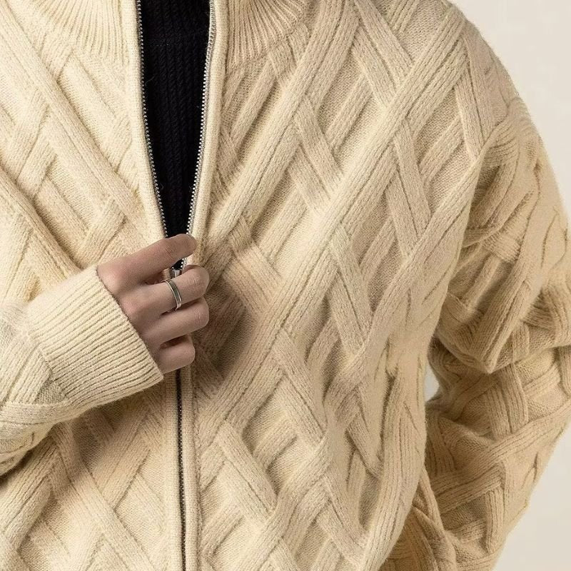 Men's Premium Angora Jacket with Diamond Knit for Cold Days - kinit sweater
