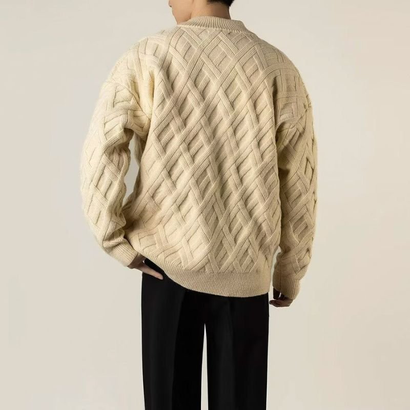 Men's Premium Angora Jacket with Diamond Knit for Cold Days - kinit sweater