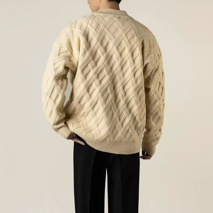 Men's Premium Angora Jacket with Diamond Knit for Cold Days - kinit sweater