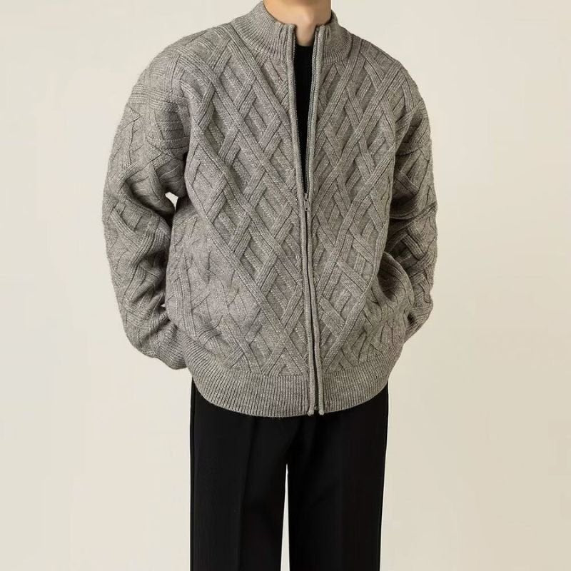 Men's Premium Angora Jacket with Diamond Knit for Cold Days - kinit sweater