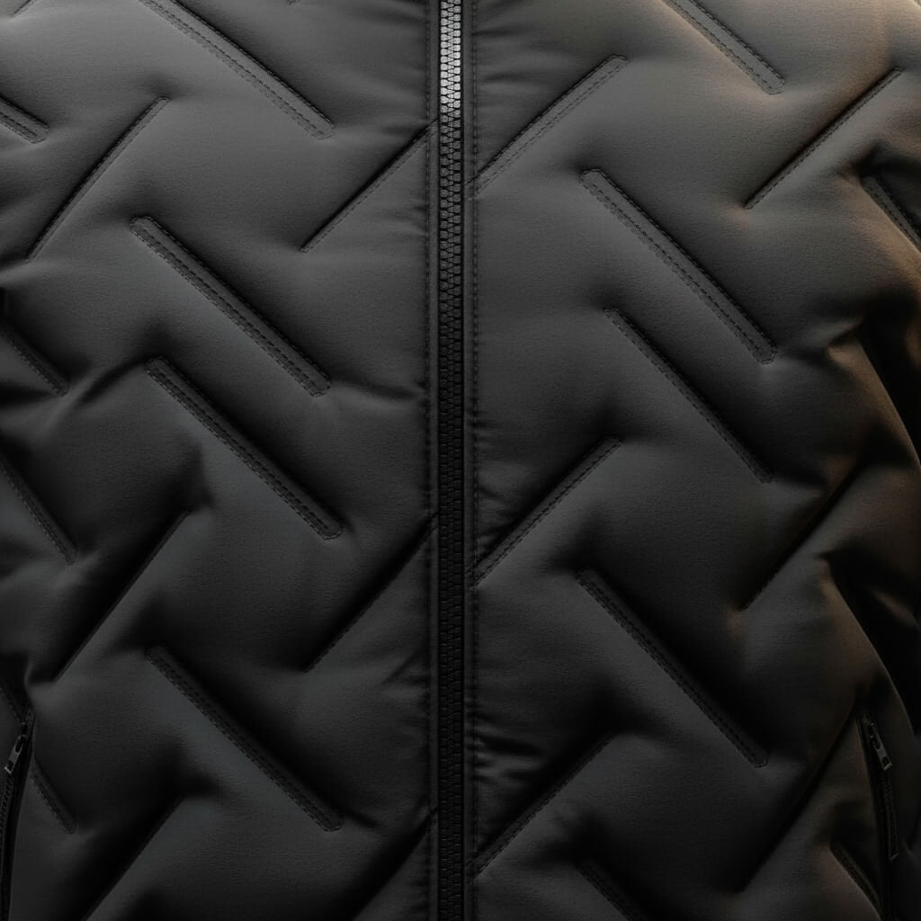 Men's Quilted Down Jacket with Geometric Quilt for Winter - Casual Puffer Jacket