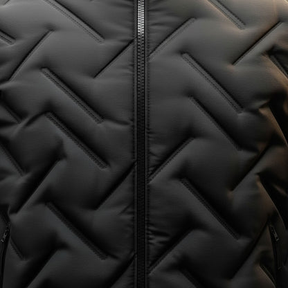 Men's Quilted Down Jacket with Geometric Quilt for Winter - Casual Puffer Jacket