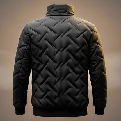 Men's Quilted Down Jacket with Geometric Quilt for Winter - Casual Puffer Jacket