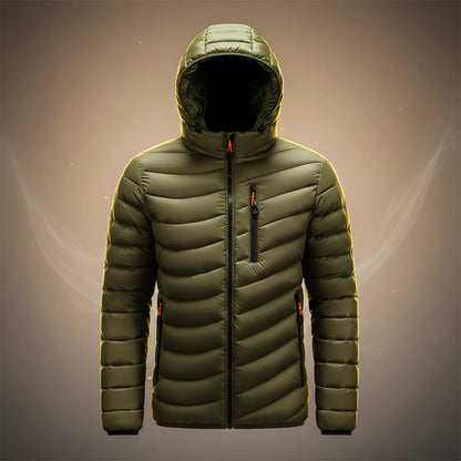 Men's Quilted Hooded Jacket with Removable Hood for Winter - hooded jacket