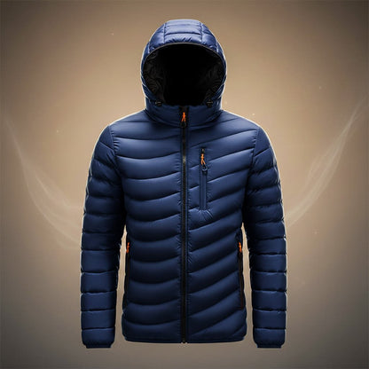 Men's Quilted Hooded Jacket with Removable Hood for Winter - hooded jacket