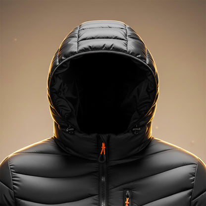 Men's Quilted Hooded Jacket with Removable Hood for Winter - hooded jacket