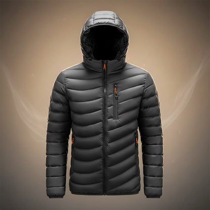 Men's Quilted Hooded Jacket with Removable Hood for Winter - hooded jacket