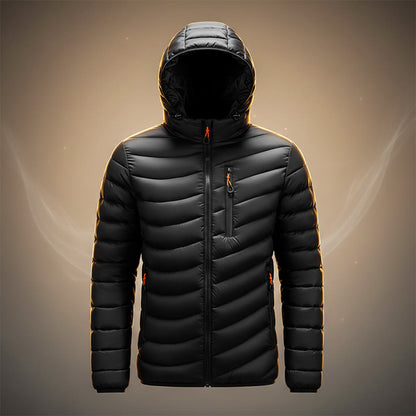 Men's Quilted Hooded Jacket with Removable Hood for Winter - hooded jacket