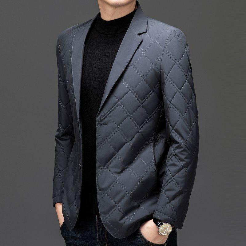Men's Quilted Jacket with Notch Lapel for Smart-Casual - Casual coat