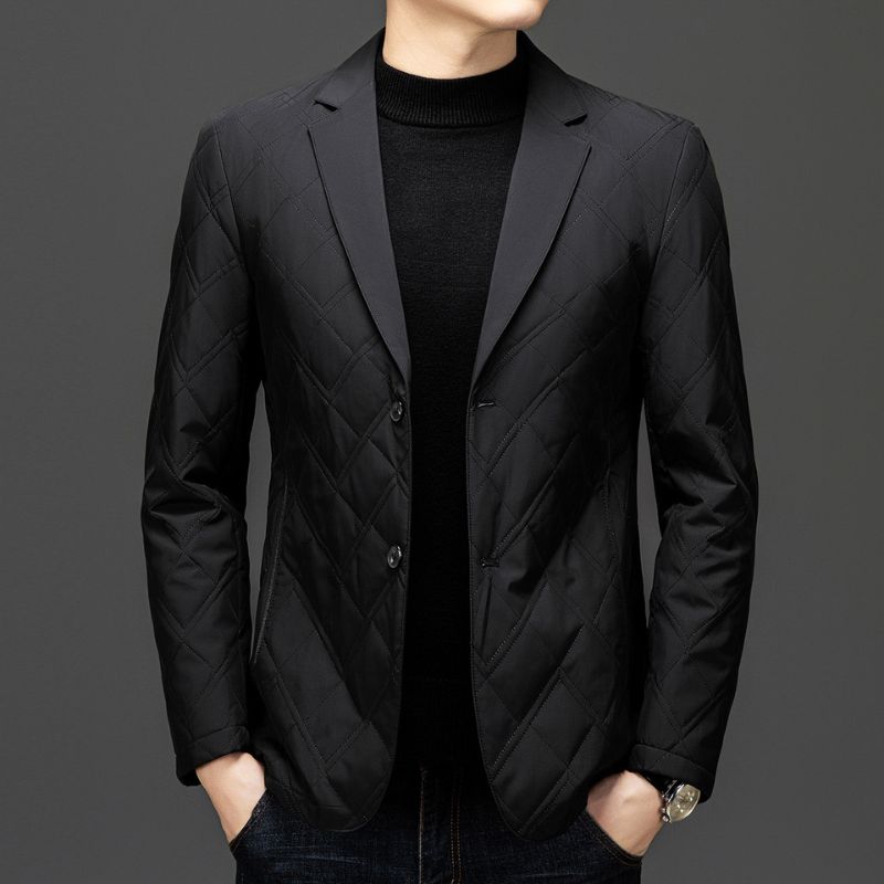 Men's Quilted Jacket with Notch Lapel for Smart-Casual - Casual coat