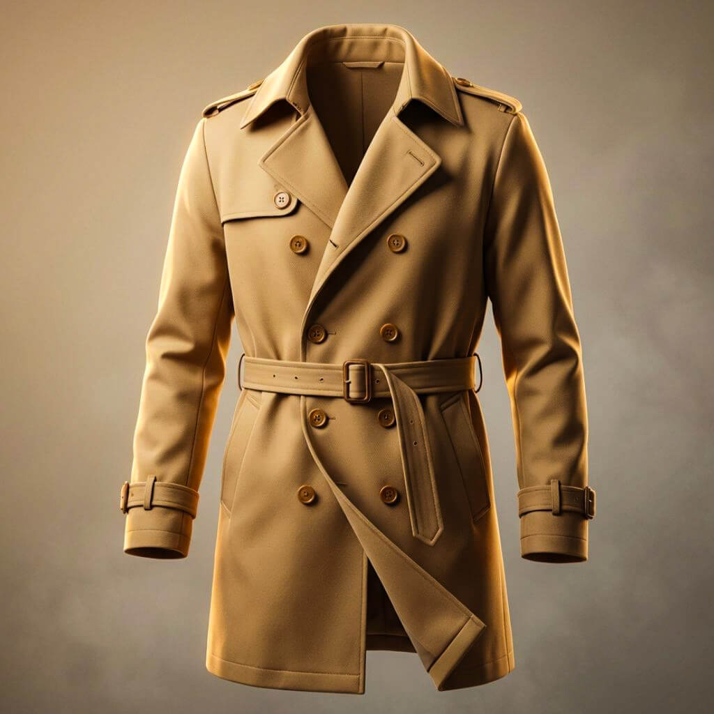 Men's Trench Coat with Nanosilk shell for in-between seasons - long coat